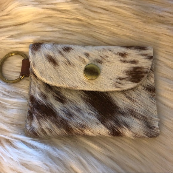 The Providence Story hair on hide coin card case snap closure raw lining - Picture 1 of 6